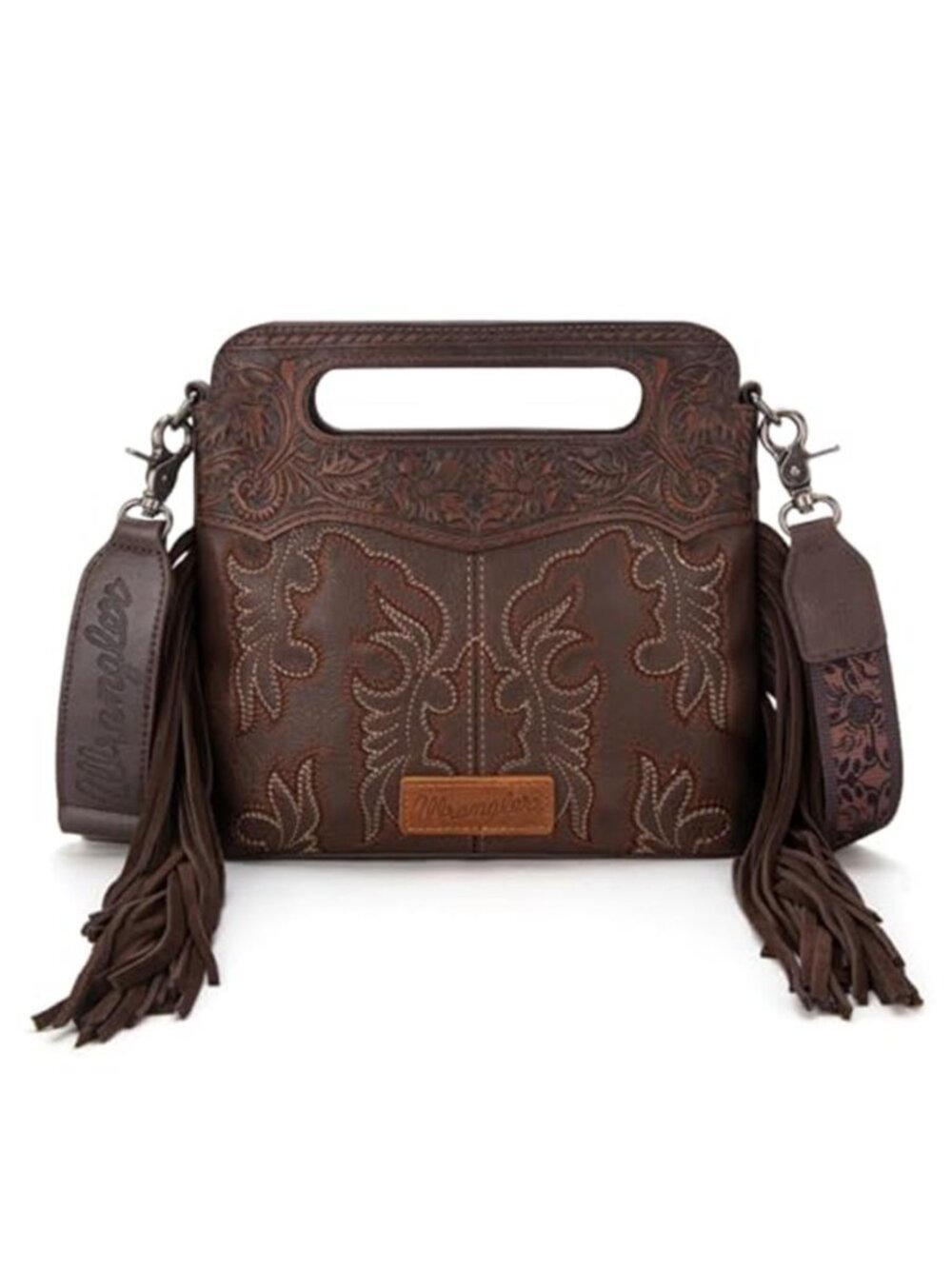 Western Fringe Crossbody Purse Cowgirl Handbag Embossed Vegan Leather